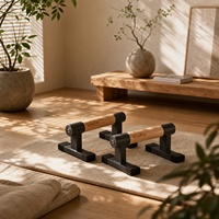 VIGFIT Equipo de Entrenamiento de Fuerza y Calistenia: Paralelas de Madera para Flexiones y Manillares para Flexiones