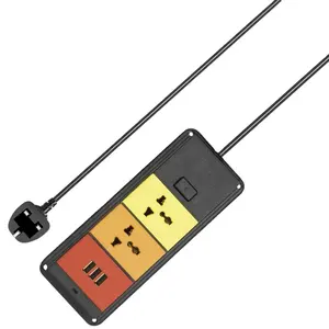 Cheap Multi Colorful Extension Socket 2 way 3USB Type Extension Board Power Strip