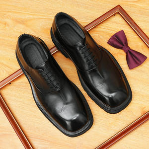 Nouvelles chaussures en cuir véritable à bout rond, décontractées, à semelle épaisse, en cuir verni, chaussures de costume, chaussures de mariage, chaussures en cuir pour hommes - Product Image 1