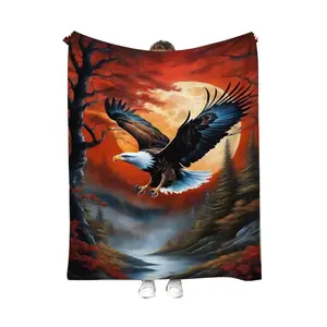 Customized Big Size 79X60 Inch Eagle Pine Airconditioner Blankets 200X150CM Eagle Bird Sofa Office Blanket Wallet