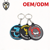 Porte-clés promotionnel rond en PVC souple de style simple avec logo personnalisable, code QR et numéro de téléphone