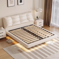 Lit flottant à dossier moelleux effet nuage, cadre en bois massif, multifonctionnel, pour chambre principale, moderne et simple, lit authentique