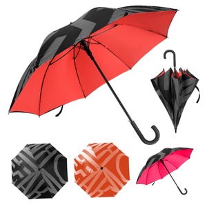 Paraguas de fibra de vidrio de doble capa a prueba de viento 2026, novedad de alta gama, mango de plástico de color personalizado 10K, para adultos, negocios, automático - Product Image 1