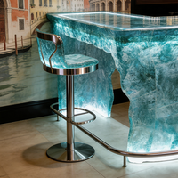 Table de bar en résine transparente, table à manger, comptoir, mobilier de luxe en cristal, hôtel, restaurant, usage commercial