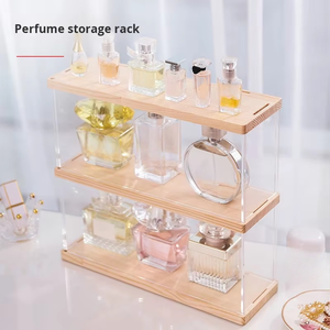 يمكن أن يكون تصميم مخصص للعطر ، مقاوم للغبار ، طاولة زينة شفافة من الخشب الصلب الأكريليك للتخزين المكتبي - Product Image 3