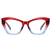 Monture de lunettes optiques Partagas œil de chat géométrique avec charnière à ressort et branches à clipser, anti-lumière bleue, pour femmes