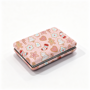 Cadeau de Noël, miroir de maquillage double face, miroir cosmétique compact portable en cuir PU, taille personnalisée, porte-clés, sangle de poignet - Product Image 3