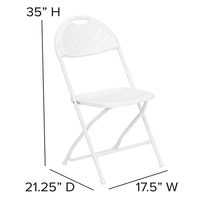 Vente en gros de chaises pliantes durables à dossier ventilé en plastique blanc bon marché pour les événements