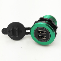 Prise USB double 12V 4.2A en aluminium vert pour 4x4 / caravane / camping-car / bateau