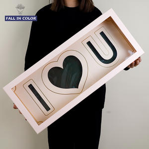 秋の色の卸売板紙私はあなたとお母さんを愛しています2in1フラワーボックス - Product Image 2