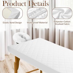 Ensemble de 3 draps de table de massage imperméables, matelassés, pour table de massage de <span class=keywords><strong>spa</strong></span>, drap élastique ajusté - Product Image 2