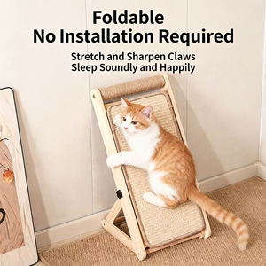 Installatievrij massief houten sisal opvouwbaar krabplank voor katten, verticaal aan de muur te bevestigen, slijtvast, zonder resten, krabmat voor katten - Product Image 1