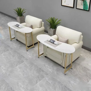 Sillón de Pedicura Moderno Tapizado con Ruedas, Superficie con Aspecto de Mármol, Muebles de Salón - Product Image 2