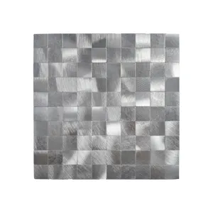 Zilver Vierkant Diy Mozaïek Tegel Metaal Aluminium Schil En Stok Muur Keukentegel Zelfklevend Mozaïek Backsplash