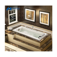 Baignoire de massage rectangulaire moderne en acrylique de 1,7 m avec bain à remous et robinet de vidange à bulles d'air inclus