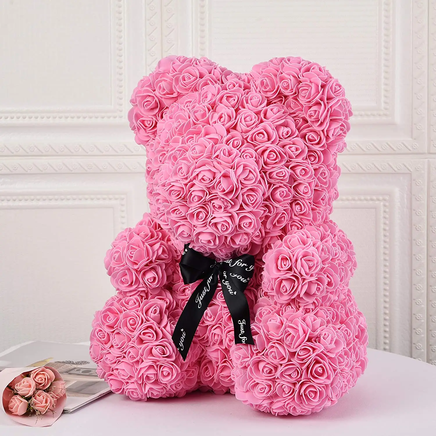 Good Price congratulation rose bear Head Artificial Rose Flower Teddy Bear With Box