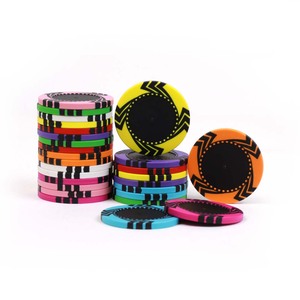 Jetons de poker rayure de couleur composite en argile vierge de 14g en gros 12 autocollants de logo solides personnalisés et dénomination pour <span class=keywords><strong>jeu</strong></span> de <span class=keywords><strong>casino</strong></span> - Product Image 2