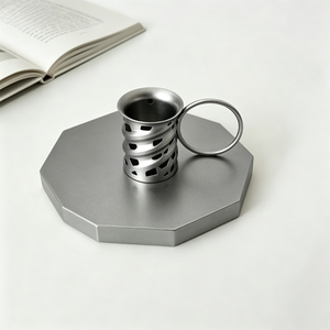 Plateau à bougies en acier inoxydable doré à effet ondulé, usiné sur mesure par CNC, pour aromathérapie, petit porte-bougie élégant pour la maison - Product Image 1