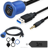 Cable USB de 3 pies 3,0 frontal DC 3,5mm Cable de montaje en Panel impermeable tipo A con Cable de extensión LED para coche barco motocicleta