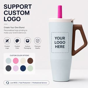 Custom logo 40oz Leak-proof Outdoor Travel Coffee Mug Double Wall Vacuum Stainless Steel Tumbler <b>with</b> Handle and <b>Straw</b> - Product Image 6