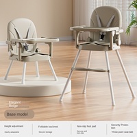 Chaise haute multifonctionnelle pliable pour bébé avec housse en cuir souple, chaise de repas réglable adaptée aux enfants de 0 à 3 ans
