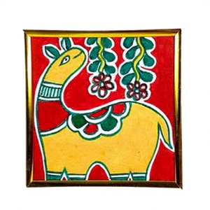Art mural traditionnel en toile, entièrement fait main en 3D, avec peinture Madhubani du Jharkhand - Product Image 1
