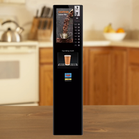 Distributeur automatique de café instantané commercial, 8 boissons chaudes, paiement par pièces, distributeur de gobelets automatique pour les commerces