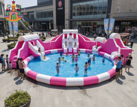 Parc aquatique gonflable commercial extérieur personnalisé en usine avec toboggan aquatique, piscine, jeux du monde des glaces et de la neige