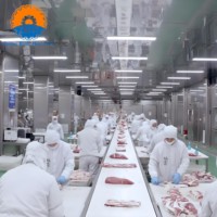 Table de découpe de viande industrielle en acier inoxydable SUS304 avec étagère de rangement, pour ligne de désossage d'abattoir, plan de travail multifonctionnel