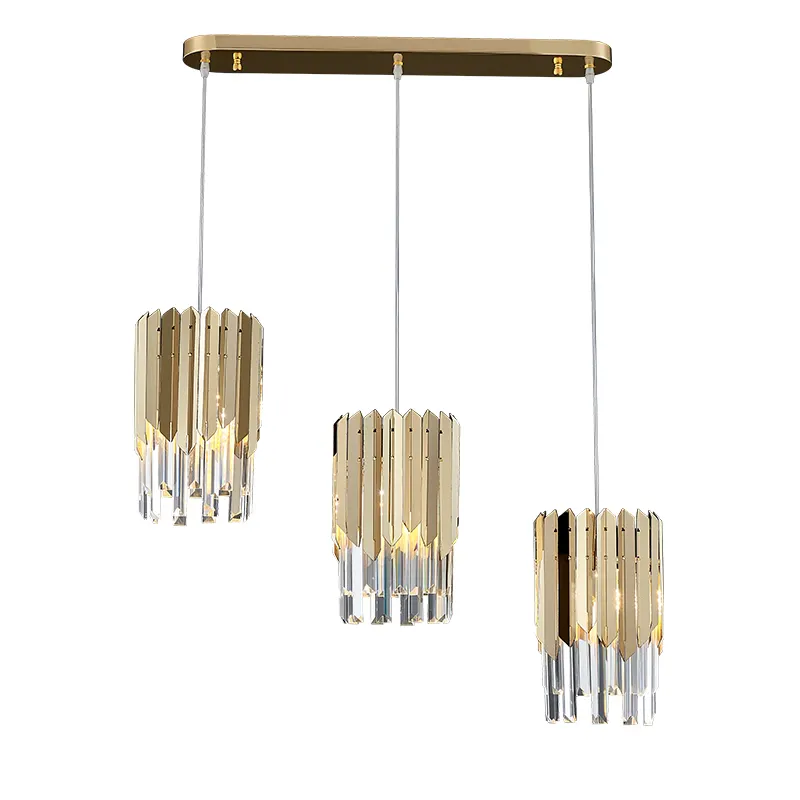 April Gold Plated Crystal Pendant Light - KASA LAMPS One Head Three Heads Match Well with any Kitchen Fixtures