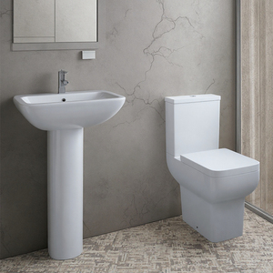 <span class=keywords><strong>Lavabo</strong></span> <span class=keywords><strong>sur</strong></span> <span class=keywords><strong>pied</strong></span> en céramique moderne avec finition blanche, vasque de salle de bain autoportante - Product Image 2