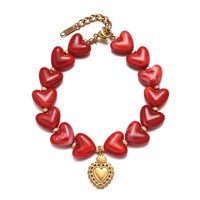 Collier en acier inoxydable en forme de cœur - Collier, bracelet et boucles d'oreilles luxueux et haut de gamme en forme de cœur - Ensemble de bijoux