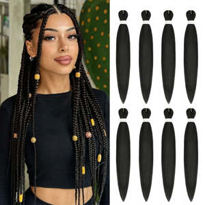 Pre-Stretched Yaki Straight Synthetic High Temperature Fiber <b>Braiding</b> Extensions Lightweight Easy Install Vibrant <b>Colors</b> Long - Product Image 1