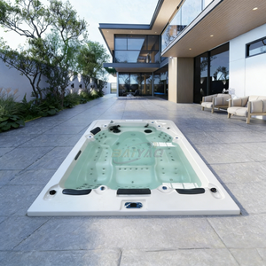 <span class=keywords><strong>Spa</strong></span> Whirlpool moderne autoportant extérieur, bain à remous écoénergétique avec système <span class=keywords><strong>d</strong></span>'eau salée, 5 places avec 113 jets - Product Image 1