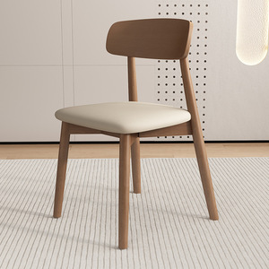 Solid Wood Dining Chair Nordic Style Natural Color Upholstered <b>Backrest</b> Adult Use Dining Room - Product Image 4