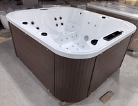 Bain à remous extérieur pour 4 personnes, en acrylique, avec massage à bulles, panneau intelligent chauffant pour le jardin