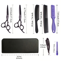 Kit de Salon Professionnel : Ciseaux de Barbier en Acier Japonais, Ciseaux Droits et Effileurs, Peigne pour Salons et Barbiers, Affûtage de Précision 1010