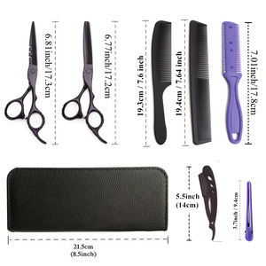 Kit de Salon Professionnel : Ciseaux de Barbier en Acier Japonais, Ciseaux Droits et Effileurs, Peigne pour Salons et Barbiers, Affûtage de Précision 1010 - Product Image 4