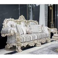 Meubles de villa européens faits à la main, ensemble de canapés turcs blancs et dorés, ensembles de salon avec table basse haut de gamme