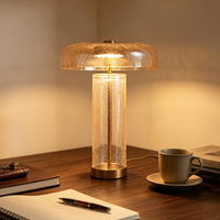 Lampe de table en verre craquelé de luxe, abat-jour en forme de champignon, base en cuivre, lumière LED chaude, pour chevet, chambre, salon, hôtel