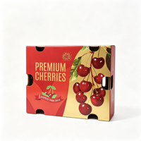 Boîte en carton ondulé personnalisée pour cerises, boîte d'emballage pour fruits avec poignée en feuille d'or pour l'exportation de cerises fraîches