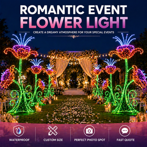 Décoration lumineuse géante LED en forme <span class=keywords><strong>de</strong></span> fleur pour extérieur, étanche, pour mariage, jardin, place publique, centre commercial, événement, affichage paysager - Product Image 1