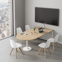 Table de conférence moderne en bois, longue table de travail, combinaison bureau-chaise pour 4 personnes, design simple, pour salle de réunion, formation et négociation