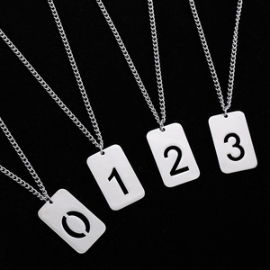 Dropshipping Gift HA Chaîne de chandail hip-hop pour hommes Pendentif <span class=keywords><strong>militaire</strong></span> <span class=keywords><strong>Collier</strong></span> creux numérique en acier inoxydable pour femmes - Product Image 2