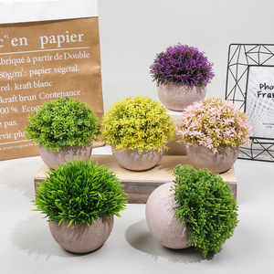Mini plantes artificielles en pot verdure herbe verte en plastique Faux arbustes topiaires pour salle de bain maison cuisine bureau ferme décor - Product Image 3