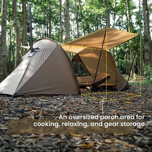 Tente tunnel 2-en-1 OEM avec cheminée intégrée - Tente de camping convertible 4 saisons avec filet intérieur pour l'hiver et l'été - Product Image 3