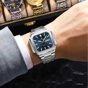 POEDAGAR 672 Orologio da Uomo di Lusso, Semplice, Casual, con Lancette Luminose, Impermeabile, Cinturino in Acciaio Inossidabile, Orologio al Quarzo Quadrato per Uomo - Product Image 2