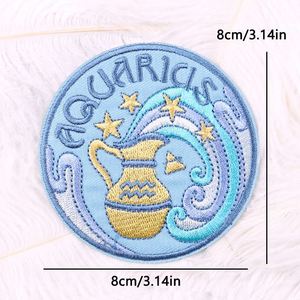 Patchs thermocollants Douze Constellations pour vêtements, badges brodés, vente en gros, logo personnalisé, prix d'usine, patchs signes du zodiaque - Product Image 2