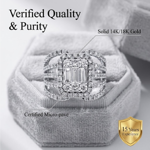 Bague de mariage personnalisée en or 18 carats avec diamants multi-bandes et grappe de baguettes, bijoux fins, fabrication OEM ODM - Product Image 3