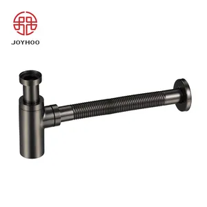 JOYHOO popüler tasarım pirinç lavabo atık t-tuzak yuvarlak saksı düz taban sifon ile G 1 1/4 "silah gri banyo uydurma aksesuar